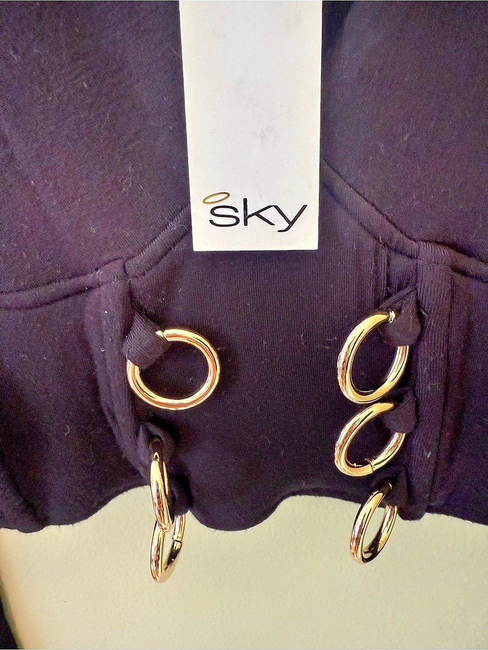 Sky Black Ring Detail Crop Top Size XS NWT - Picture 3 of 5